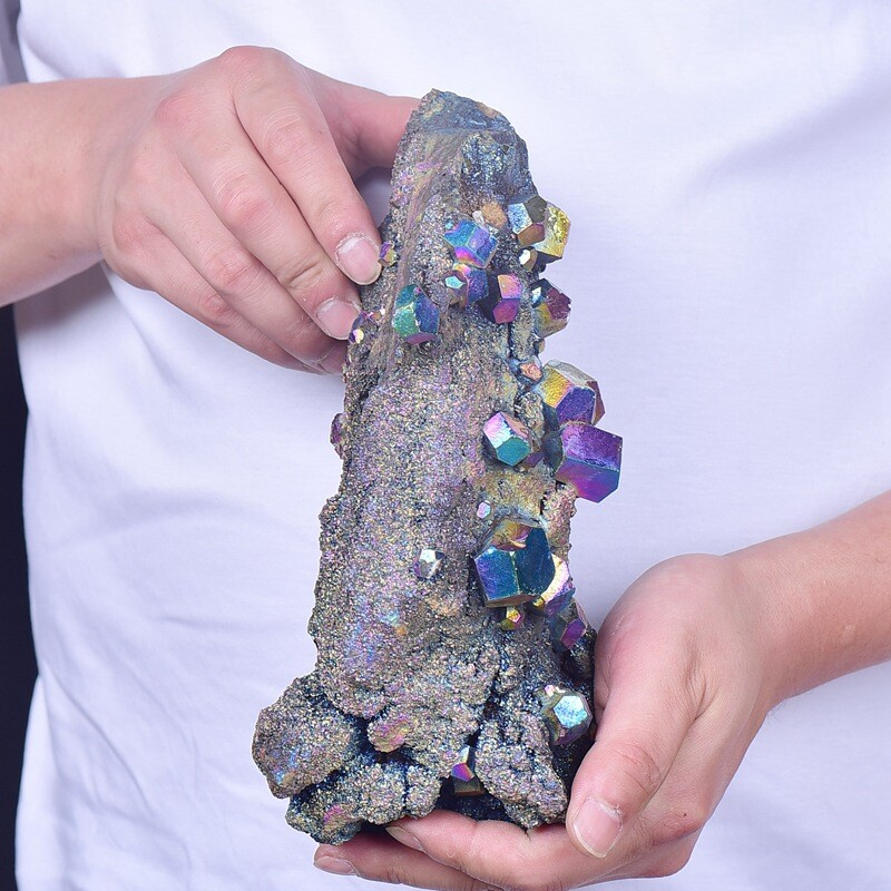 4.94LB Electroplated quartz Calcite mineral specimen for spiritual healing