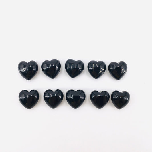 10PCS Mini corazón de obsidiana natural, colgante de corazón de cristal de cuarzo, talla de cristal, joyería, espécimen mineral, curación de Reiki, regalos de cristal 20g+