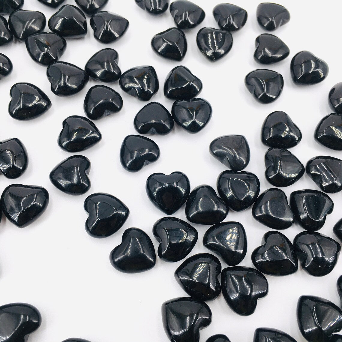 10PCS Mini corazón de obsidiana natural, colgante de corazón de cristal de cuarzo, talla de cristal, joyería, espécimen mineral, curación de Reiki, regalos de cristal 20g+