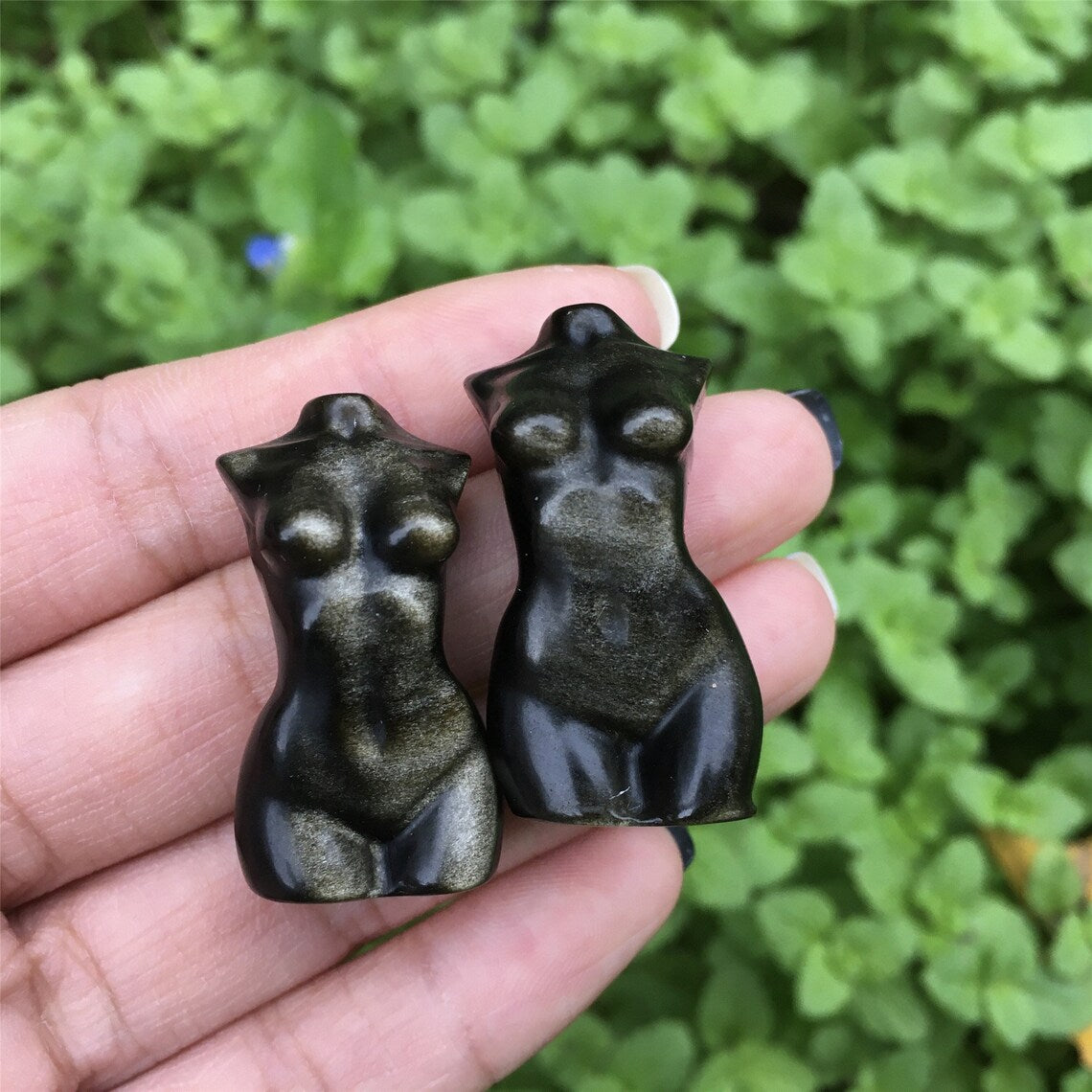 1PC Mini modelo de obsidiana de oro natural, pequeña diosa de cristal de cuarzo, roca, curación de cristal, talla de cristal, espécimen mineral, regalos de cristal 8g+
