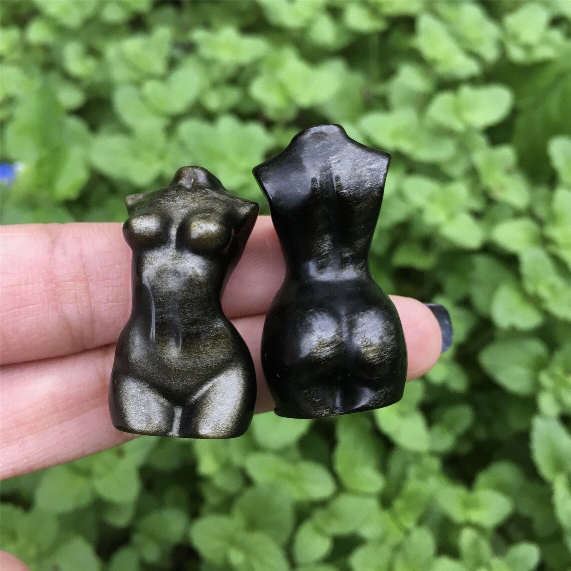 1PC Mini modelo de obsidiana de oro natural, pequeña diosa de cristal de cuarzo, roca, curación de cristal, talla de cristal, espécimen mineral, regalos de cristal 8g+