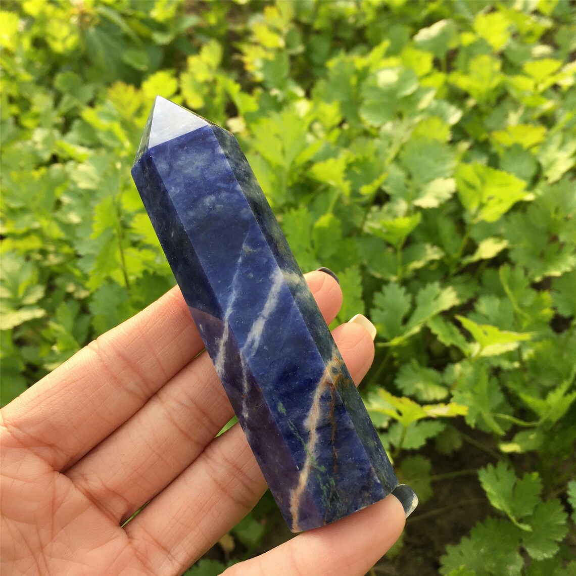 1PC Natural Sodalite Obelisk,Quartz Tower,Crystal Point Wand,Rock,Stone,Home Decoration,Crystal Healing,Mineral Specimen,Crystal Gifts 70g+
