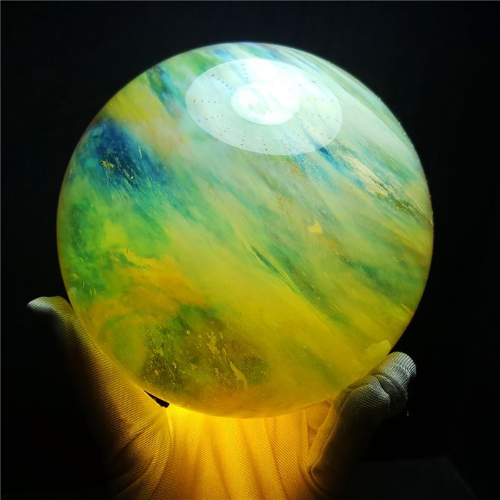 Esfera de cuarzo de cristal de piedra de fundición amarilla 