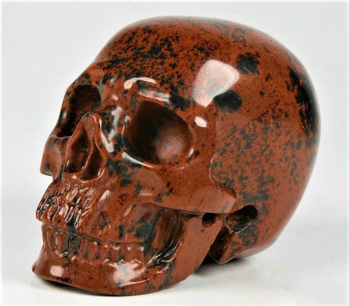 Beautiful rosewood Obsidian carved Skull