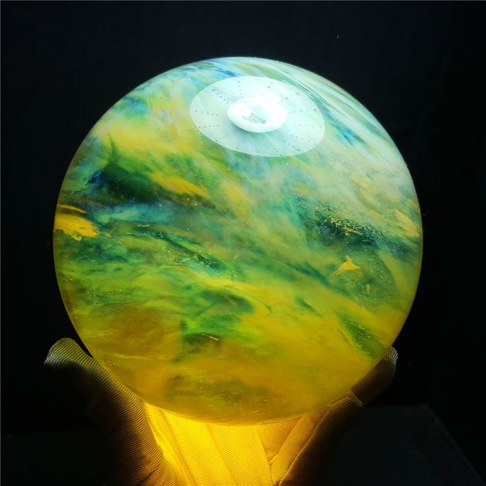 Esfera de cuarzo de cristal de piedra de fundición amarilla 