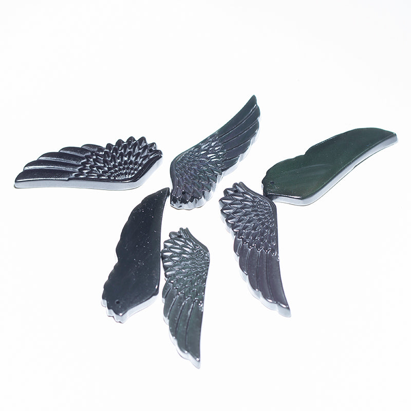 Hand carved natural rainbow obsidian angel wings crystal wings