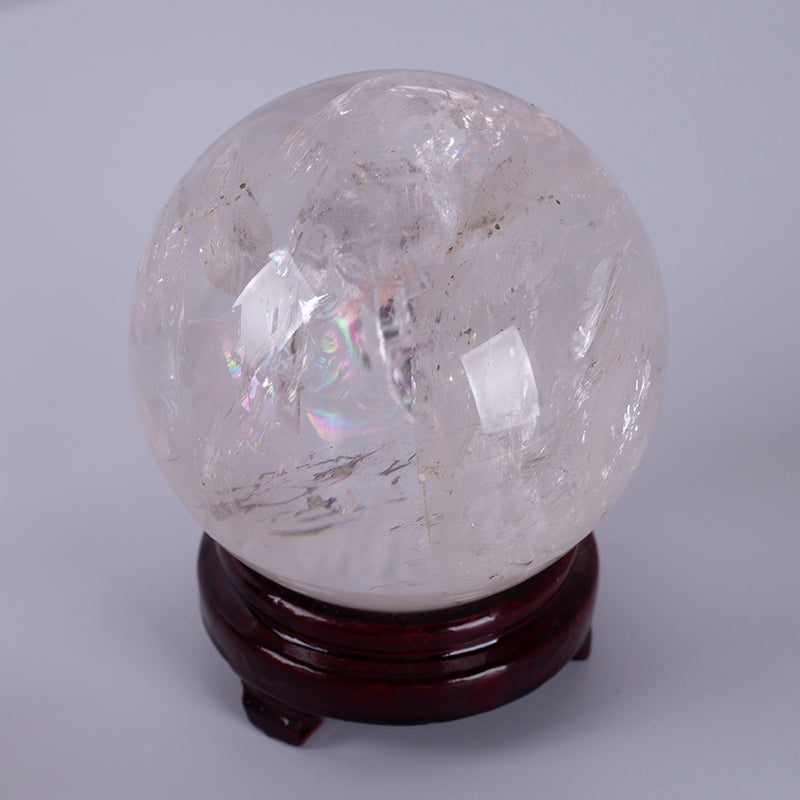 Bola de cristal blanca de cuarzo transparente arcoíris pulido de cristal Natural 