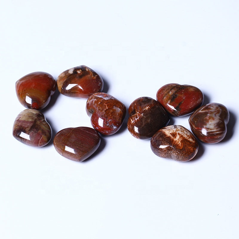 Hand Carved Folk Crafts Wedding Souvenirs Gifts Healing Fossil Wood Folk Crafts Small Crystal Heart