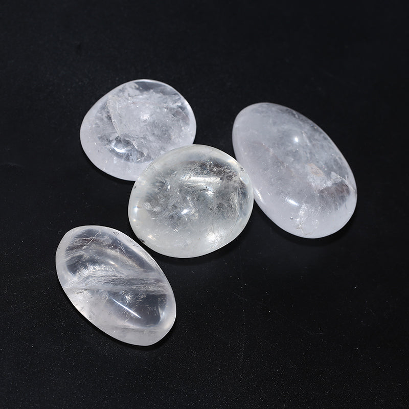 Crystal clear quartz palm stone healing
