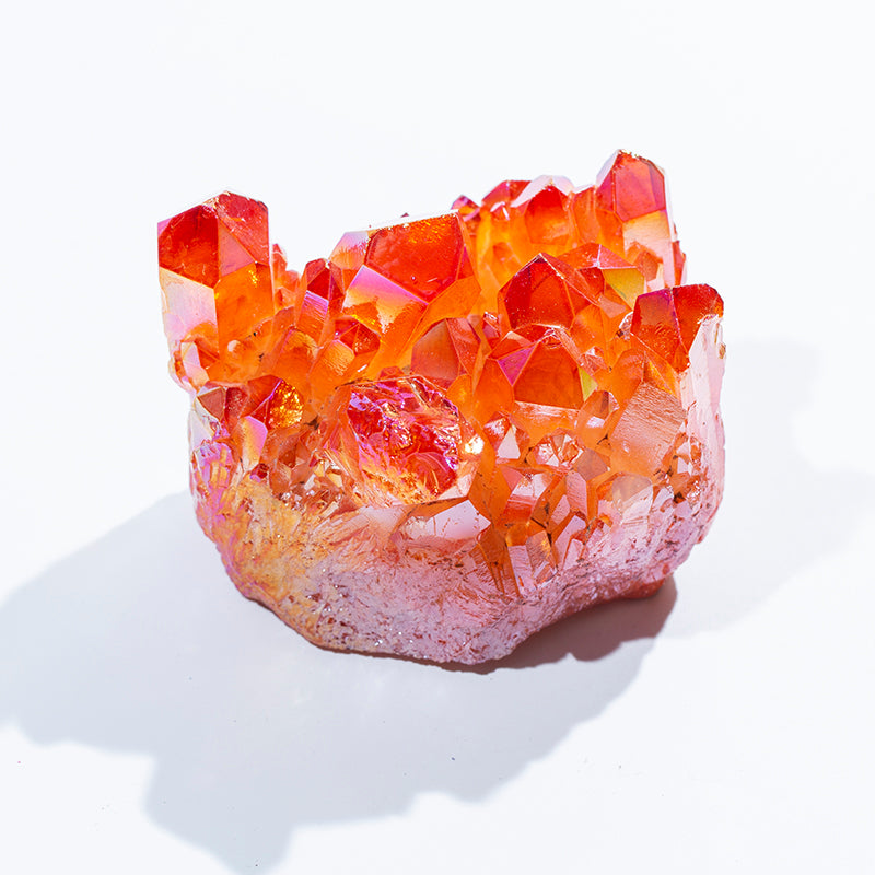 Venta al por mayor de racimo de cristal de cuarzo curativo de aura naranja natural para decoración del hogar 