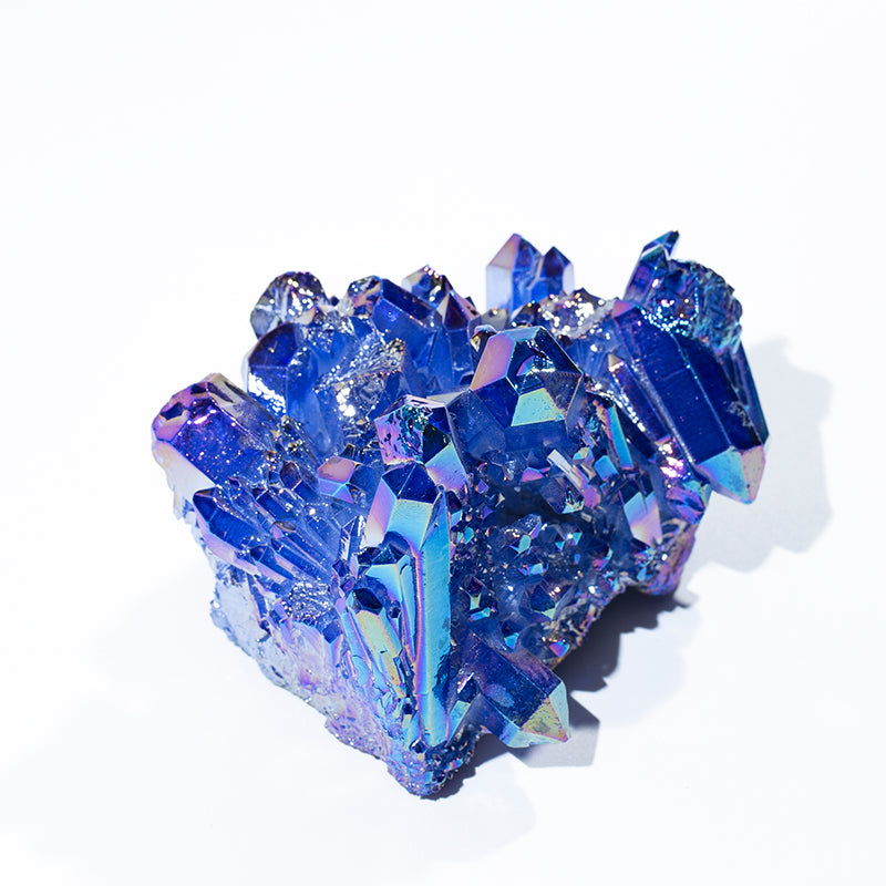 Venta al por mayor de racimo de cristal de cuarzo curativo de aura azul y púrpura natural 