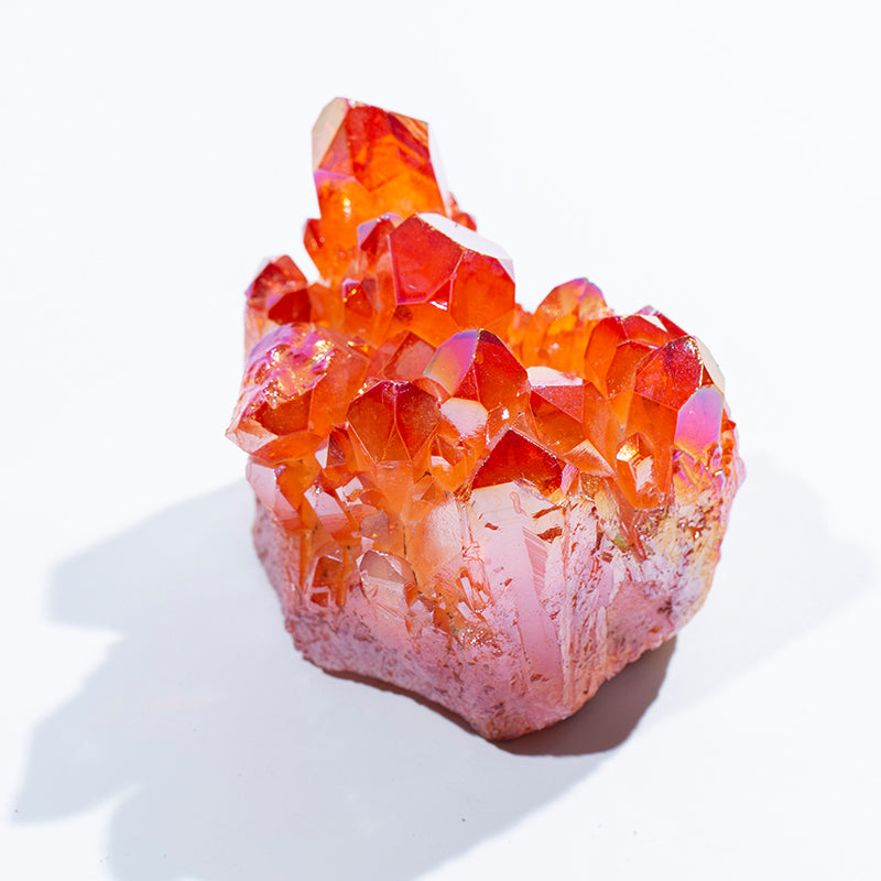 Venta al por mayor de racimo de cristal de cuarzo curativo de aura naranja natural para decoración del hogar 
