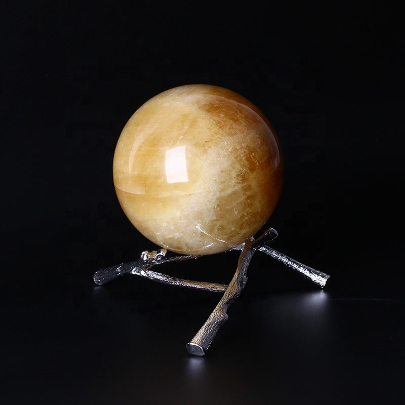 Esfera cristalina curativa natural de la bola de cristal de la calcita amarilla para la decoración