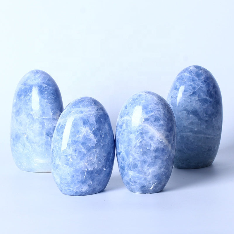 Natural High Quality Crystal Rock Stone Mineral specimen Rough Blue Calcite Standing Stone For Home Decoration