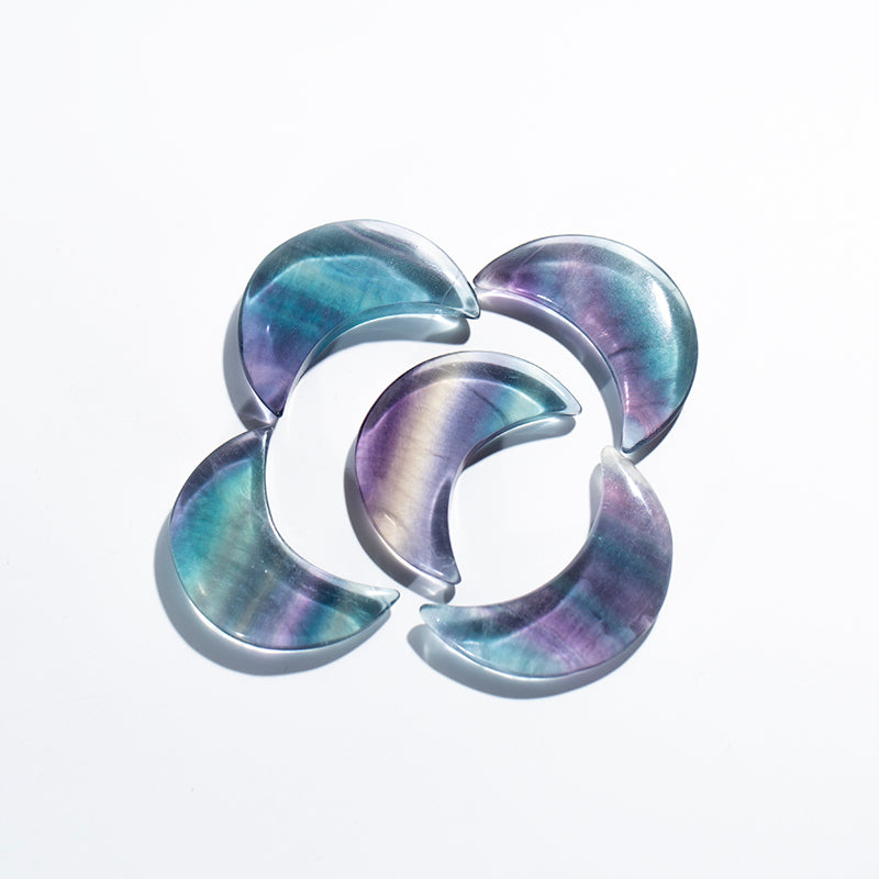 Carving moon shape fluorite crystal