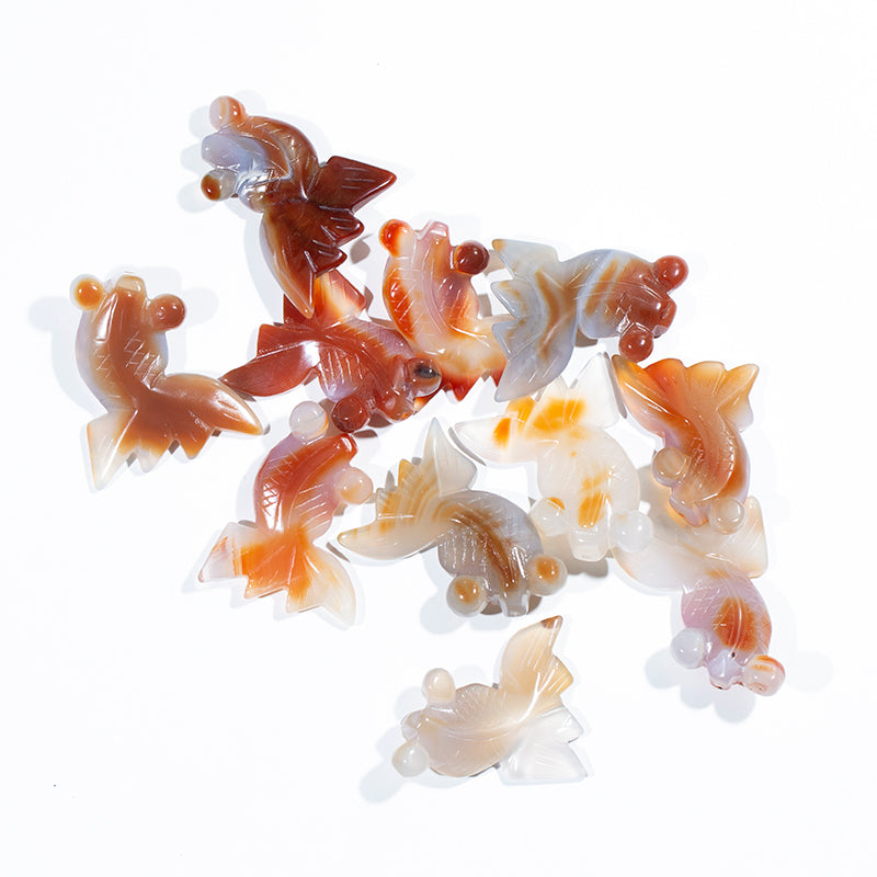 Natural hand carved agate goldfish crystal goldfish for crystal souvenir