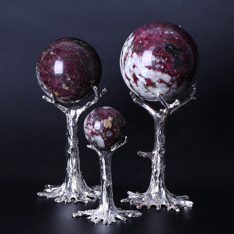 Natural Healing Crystal Rubellite Ball Red Tourmaline Stone Sphere For Decoration