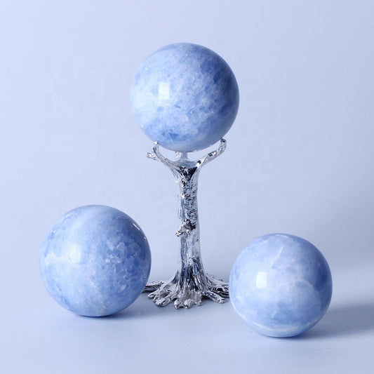 Piedras curativas naturales, bola de cristal de calcita azul, esfera de cristal, artesanías de cristal para Decoración 