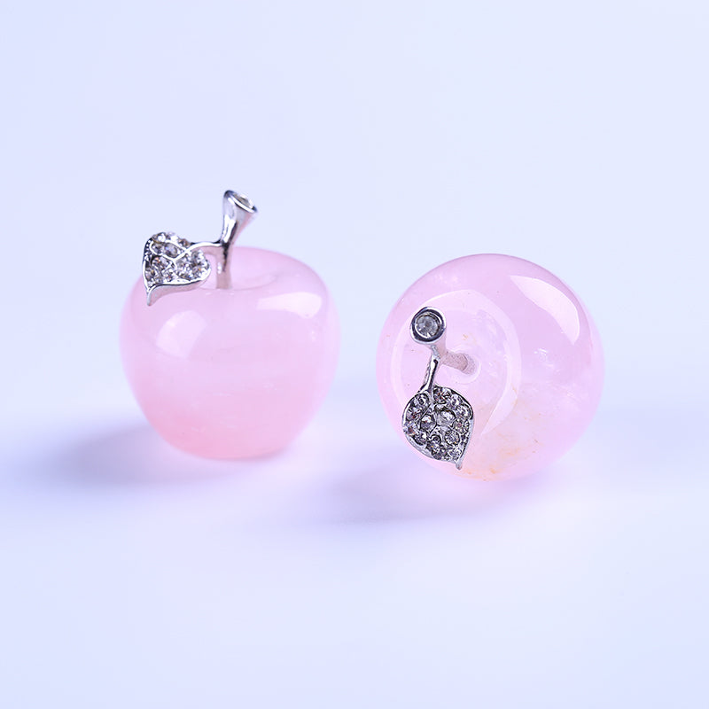 Manzana de cristal de cuarzo rosa regalo de Navidad 