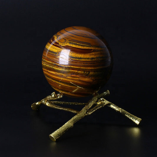 Esfera cristalina curativa natural de la bola de piedra del ojo de tigre amarillo para la decoración