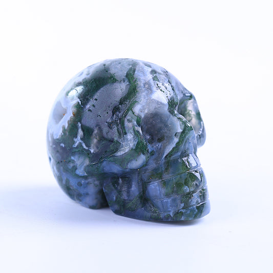 Calavera de cristal de piedra de ágata acuática de 2 pulgadas 