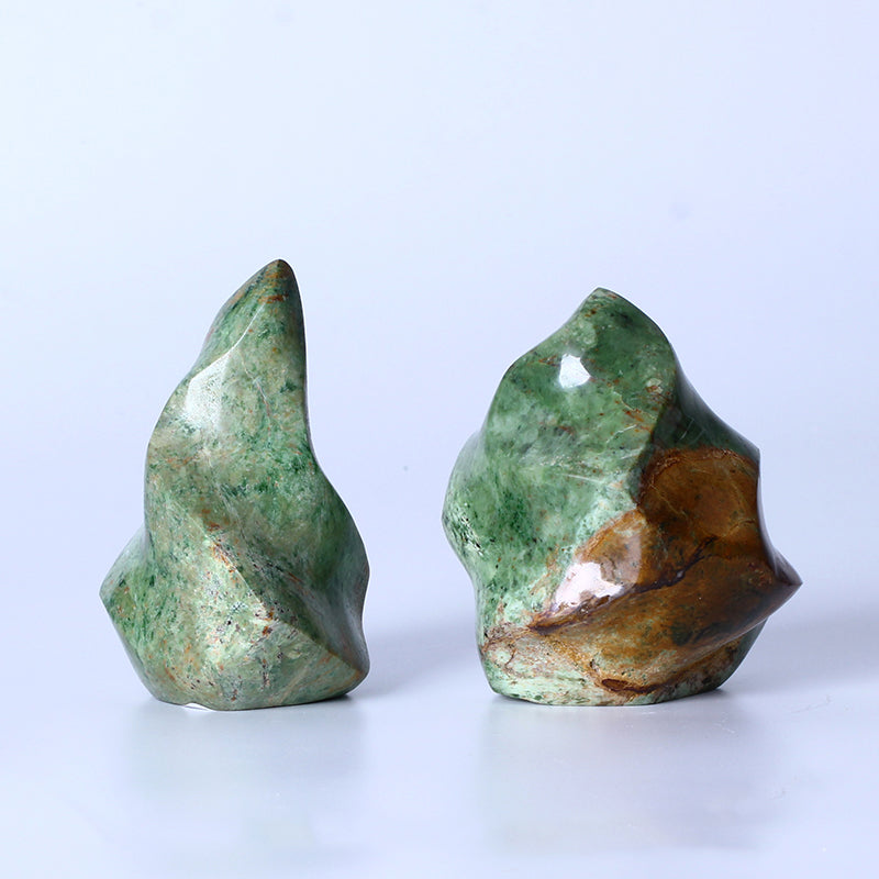 Piedra de soporte de antorcha de piedras preciosas de cristal curativo de llama de ópalo verde Natural para decoración del hogar 