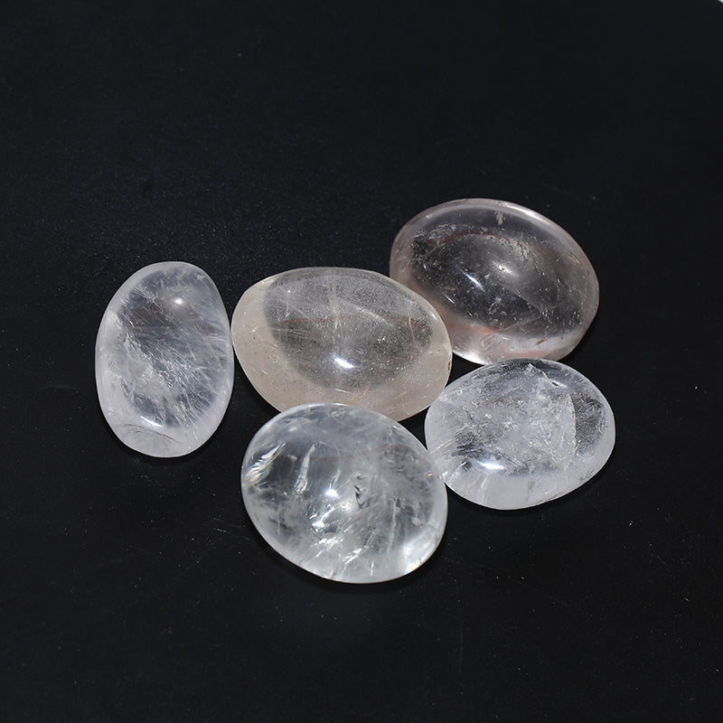 Crystal clear quartz palm stone healing