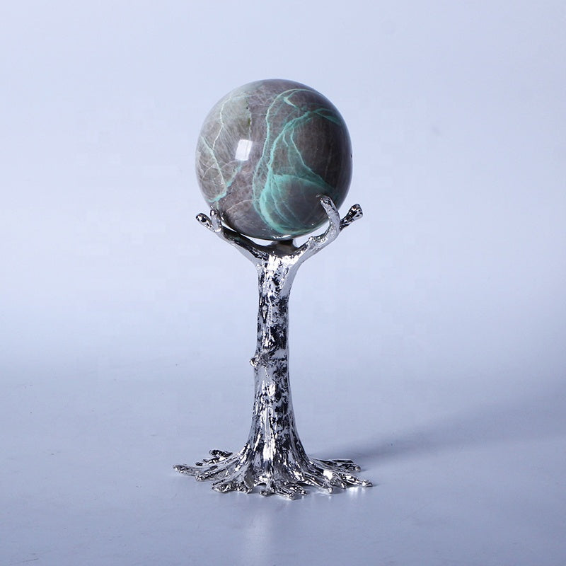 Esfera pulida bola cristalina curativa natural del claro de luna verde para la decoración 