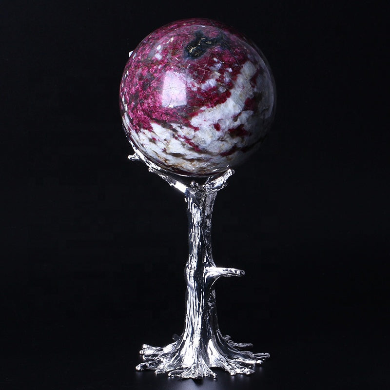 Natural Healing Crystal Rubellite Ball Red Tourmaline Stone Sphere For Decoration