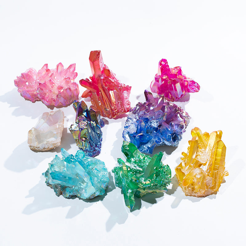 Venta al por mayor drusa de cristal de geoda de titanio con aura cristalina colorida natural 