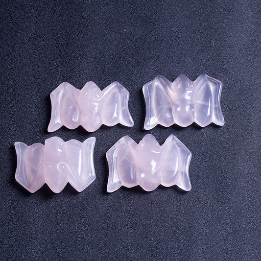 High quality hand carving animal bat pink crystal rose quartz