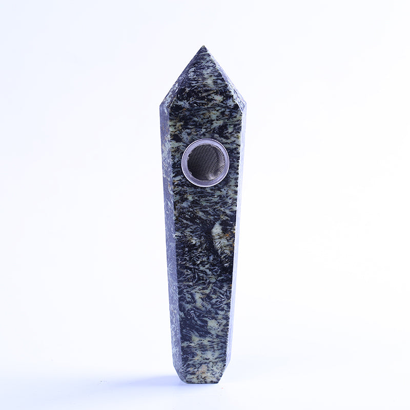 Bamboo stone crystal tobacco pipe