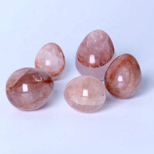 New arrival Healing Crystal Reiki Gemstone Collectible Decorative Red Fire Quartz Crystal Eggs For Gifts