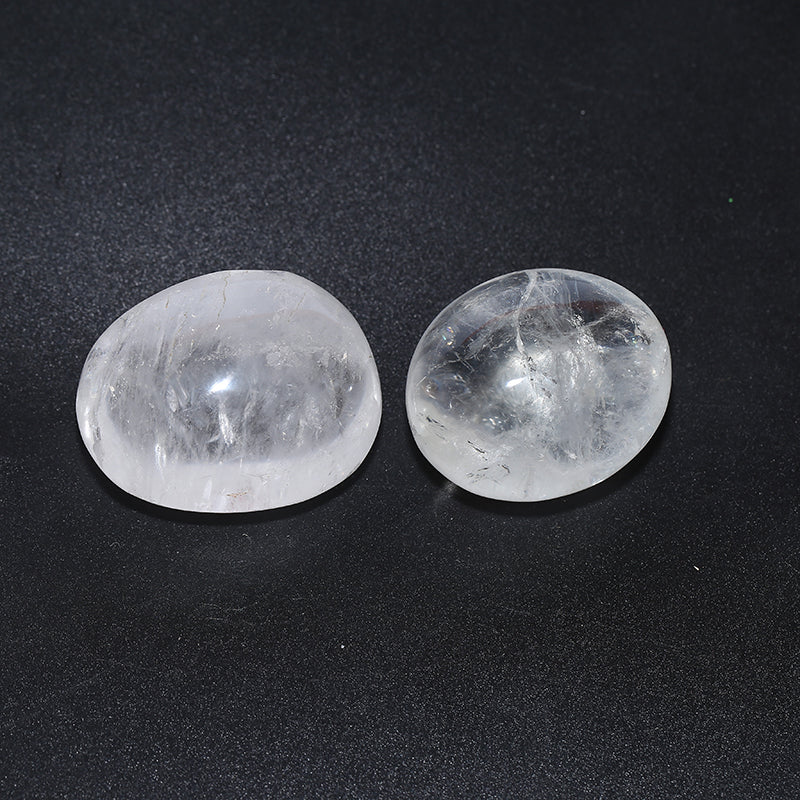 Crystal clear quartz palm stone healing