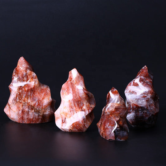 Natural Red Glue Flower Flame Healing Crystal Gemstone Torch Stand Stone For Home Decoration