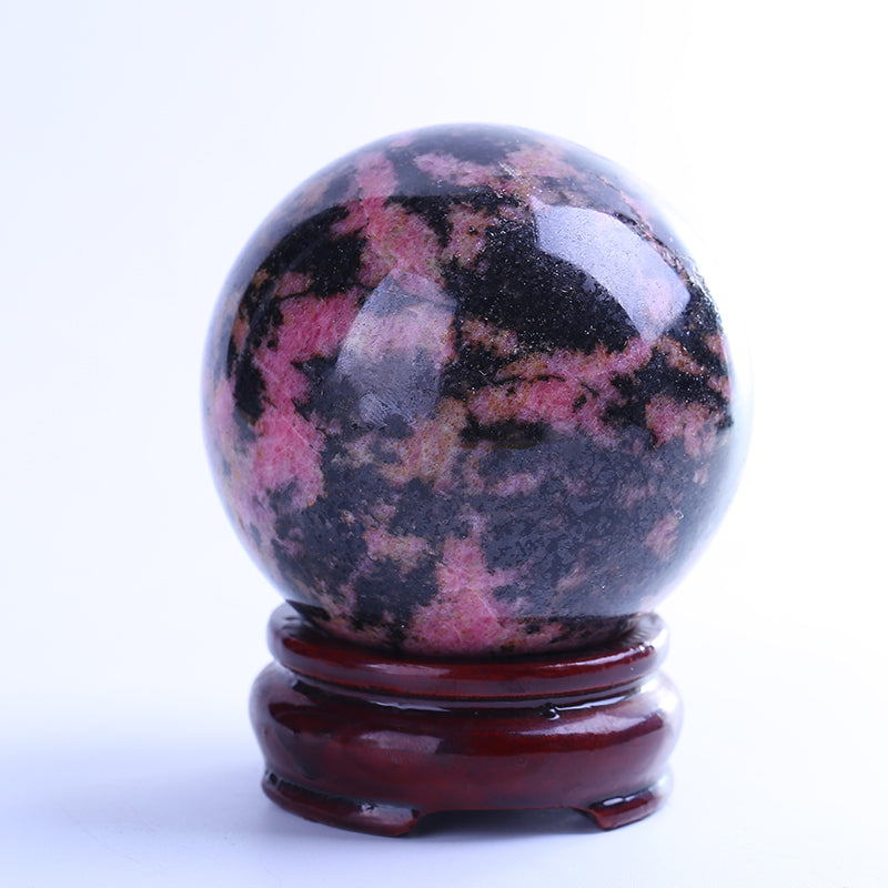 Natural plum blossoming rock crystal ball