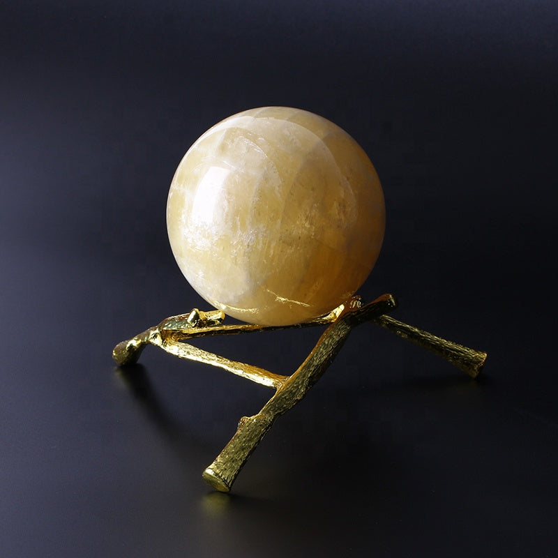 Esfera cristalina curativa natural de la bola de cristal de la calcita amarilla para la decoración