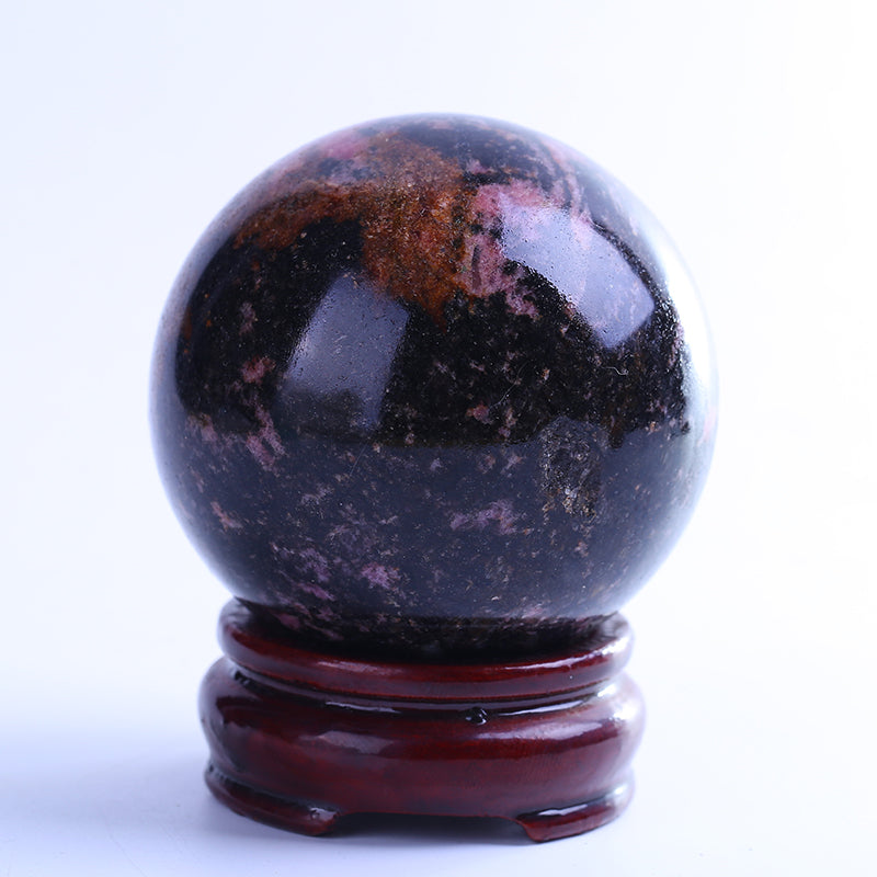 Natural plum blossoming rock crystal ball