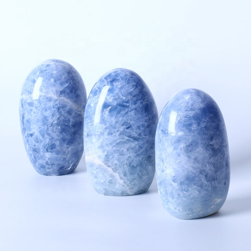 Natural High Quality Crystal Rock Stone Mineral specimen Rough Blue Calcite Standing Stone For Home Decoration