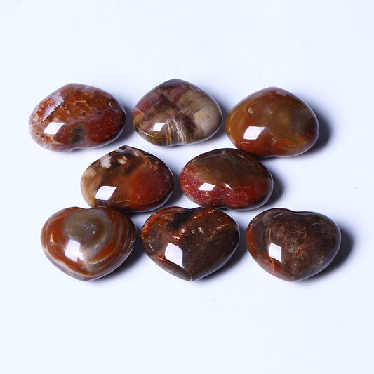 Hand Carved Folk Crafts Wedding Souvenirs Gifts Healing Fossil Wood Folk Crafts Small Crystal Heart