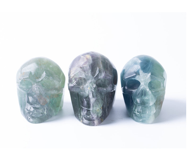 Natural fluorite carving skull polishing decoration