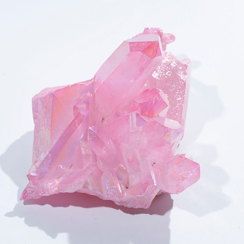High quality pink crystal cluster aura titanium geode crystal druse for sale