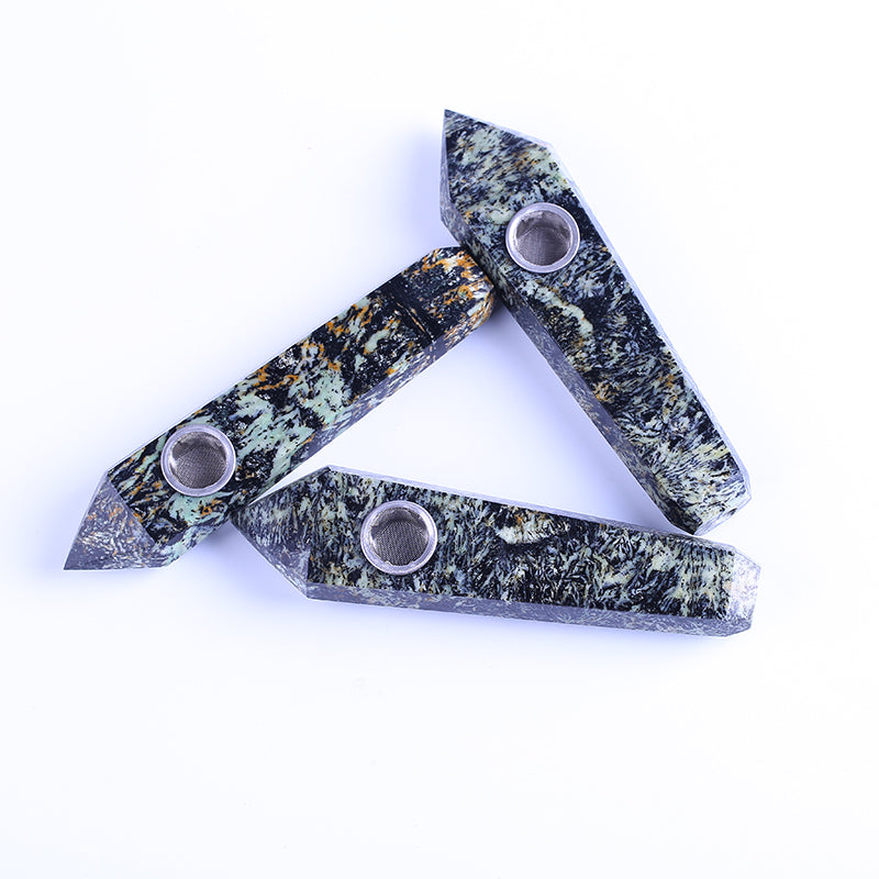 Bamboo stone crystal tobacco pipe