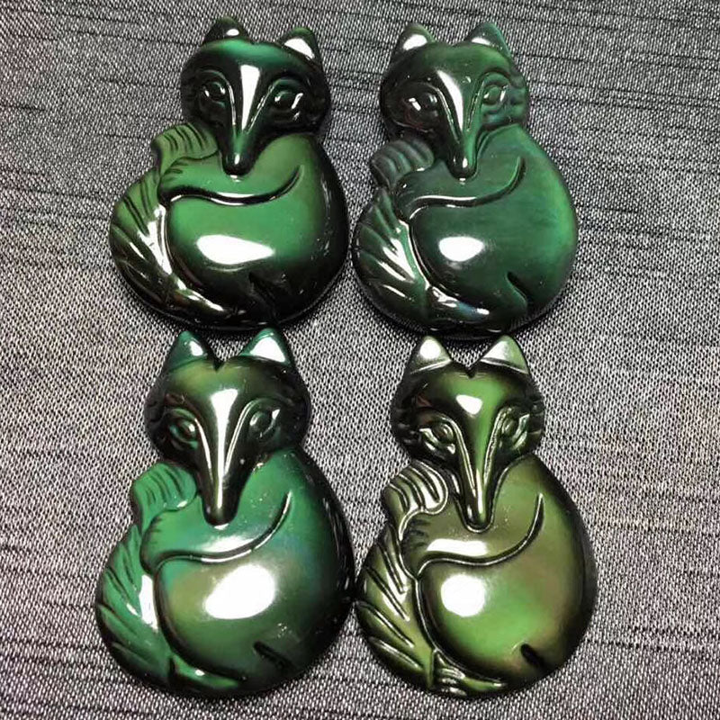 Natural colored obsidian crystal carving legends pendant