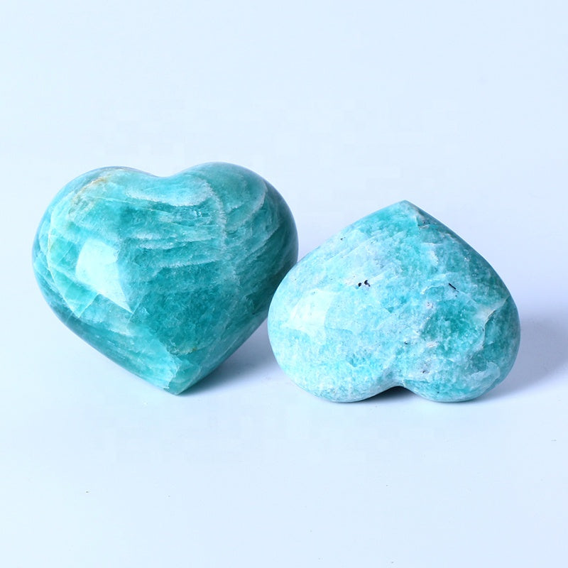 Corazón de cristal de cuarzo de piedra preciosa de amazonita pulida en forma de corazón azul tallado natural para regalo 