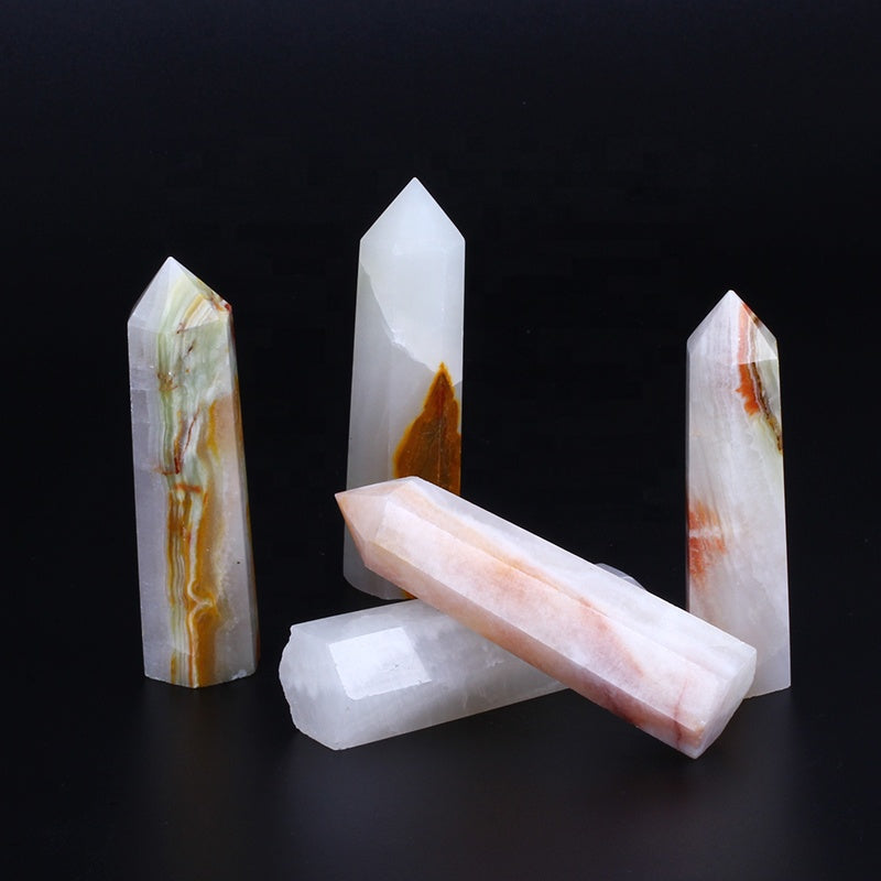 Varita de cristal natural al por mayor, torre de cristal de cuarzo con punta de varita de jade de Afganistán para curación 