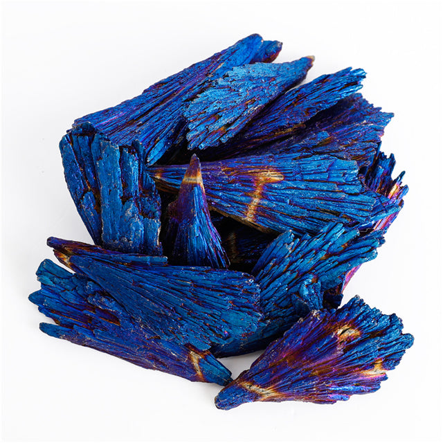 Venta al por mayor de turmalina negra de racimos de cristal de plumas de pavo real Natural electrochapada para regalo 