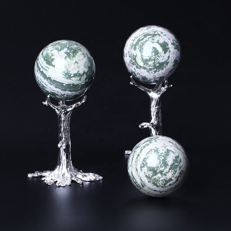 Natural Healing Crystal Qinhai Green Jade Ball Gemstone Sphere For Decoration
