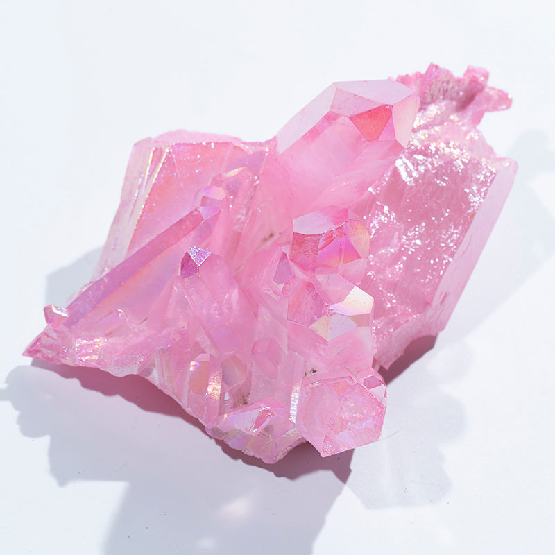 High quality pink crystal cluster aura titanium geode crystal druse for sale