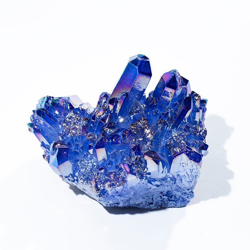 Venta al por mayor de racimo de cristal de cuarzo curativo de aura azul y púrpura natural 